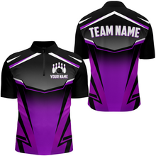 Load image into Gallery viewer, Custom Bowling Shirts Men &amp; Women Purple Bowling Team Jersey Unisex 1/4 Zip Bowling Uniform BDT530