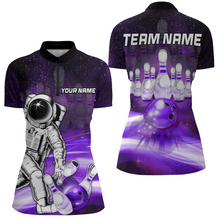 Load image into Gallery viewer, Astronaut Purple Bowling Shirts Men &amp; Women Personalized Bowling Team Jersey Unisex Polo BDT532