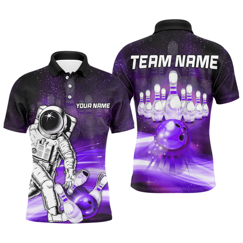 Astronaut Purple Bowling Shirts Men & Women Personalized Bowling Team Jersey Unisex Polo BDT532