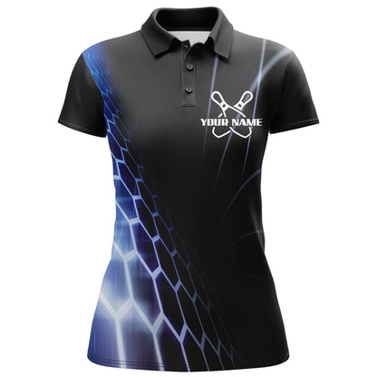 Custom Bowling Polo Shirts For Women Vintage Bowling Jersey Black Bowling Team League Shirts BDT213