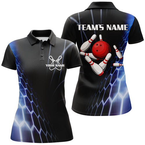 Custom Bowling Polo Shirts For Women Vintage Bowling Jersey Black Bowling Team League Shirts BDT213