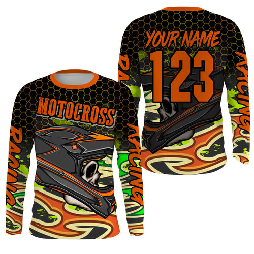 Skull Motocross Jersey Personalized UPF30+ Dirt Bike Off-Road Jersey Kid Men Women MX Racing Shirt PDT659