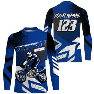 Custom Dirt Bike Jersey Blue UPF30+ Women Kid Men Motocross Off-Road Jersey MX Motorcycle Shirt PDT661