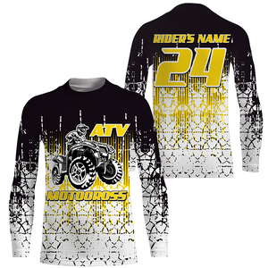 Personalized ATV Motocross Jersey Men Kid UPF30+ Yellow Quad Bike Shirt Off-Road ATV MX Racing PDT721