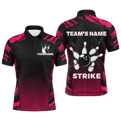 Camo Bowling Shirt Men Custom Bowling Polo Shirt Strike Bowling Team Jersey BDT328