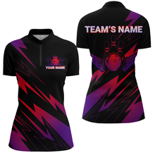 Load image into Gallery viewer, Red And Purple Bowling Shirt Men Women Personalized Bowling Jersey Team Bowling Quarter-Zip Shirt BDT450