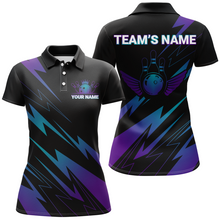 Load image into Gallery viewer, Blue And Purple Bowling Shirt Men Women Custom Name Bowling Jersey Team Bowling Polo Shirts BDT451