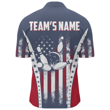 Load image into Gallery viewer, American Bowling Jersey For Men Custom Navy Bowling Shirt Team Bowling Quarter-Zip Shirt BDT316