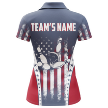 Load image into Gallery viewer, American Bowling Jersey For Women Custom Navy Bowling Shirt Team Bowling Polo Shirt BDT316