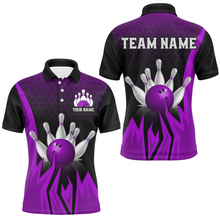 Load image into Gallery viewer, Custom Purple Flame Bowling Polo Shirts For Men &amp; Women Bowling Team Jersey BDT456
