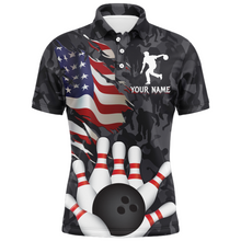 Load image into Gallery viewer, Camo Bowling Shirt Men Custom American Bowling Jersey Team League Bowling Polo Shirt BDT325