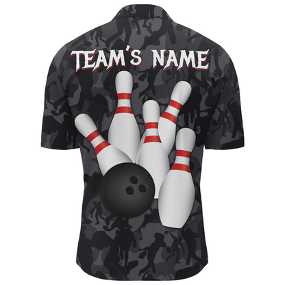 Camo Bowling Shirt Men Custom American Bowling Jersey Team League Bowling Quarter-Zip Shirt BDT325