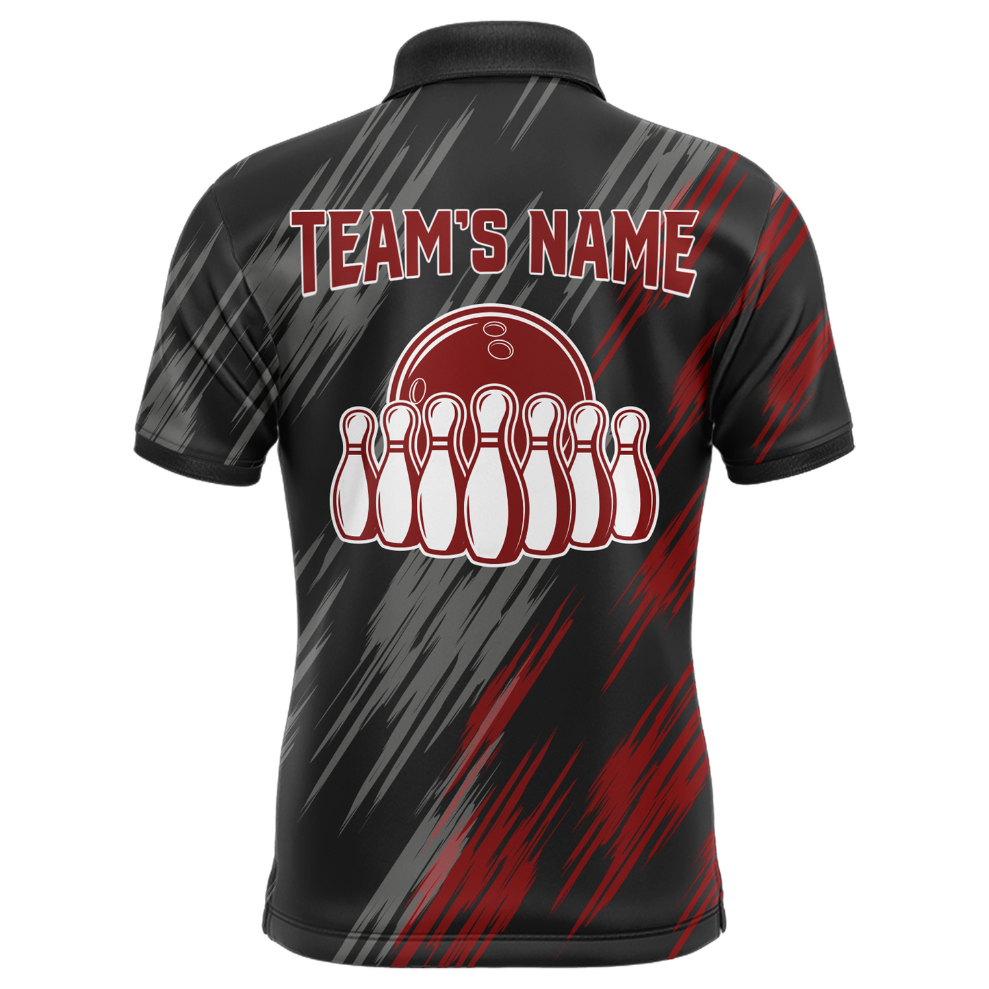 Skull Bowling Polo Shirt For Men Black&Red Bowling Jersey Bowling Team Shirt BDT156