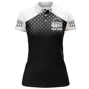 Black&White Bowling Polo Shirt For Women Custom Bowling Jersey Ladies Bowling Team Shirt BDT138