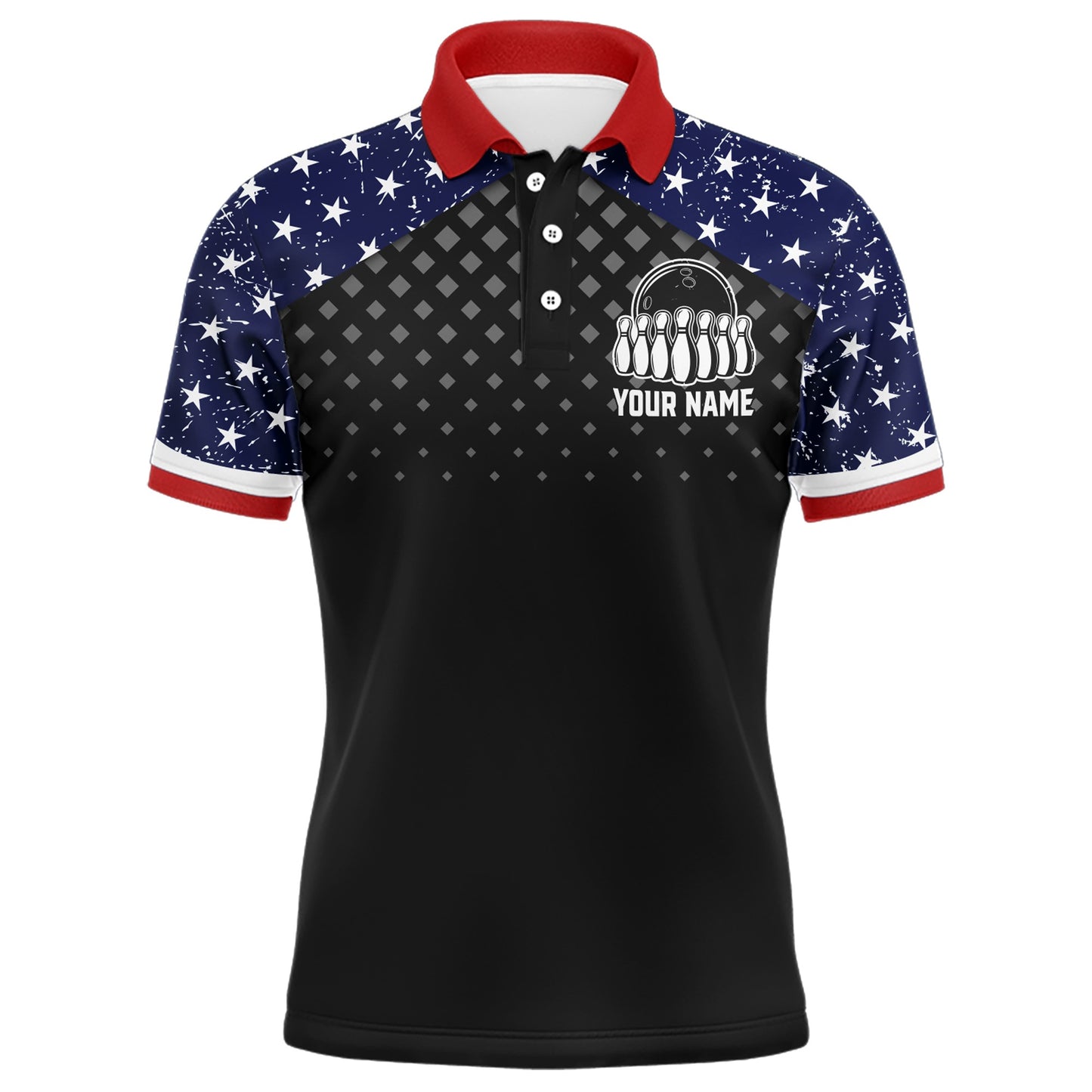 Patriotic Bowling Polo Shirt For Men Custom Bowling Team League Jersey USA Flag Bowling Shirt BDT140