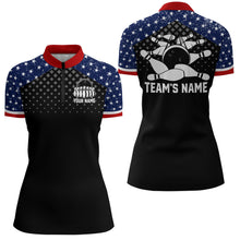 Load image into Gallery viewer, Patriotic Bowling Quarter-Zip Shirt Women Personalized Ladies Bowling Team Jersey USA Bowling Shirt BDT143