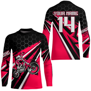 Custom Dirt Bike Jersey Pink UPF30+ Kid Motocross Shirt Boys Girls MX Jersey Men Women Motorcycle PDT596