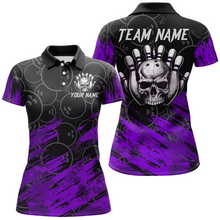 Load image into Gallery viewer, Purple Skull Bowling Polo Shirt for Men &amp; Women Custom Funny Bowling Team Jersey BDT470