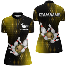 Load image into Gallery viewer, Personalized Yellow Bowling Shirts Men Women Bowling Team Jersey Bowling 1/4 Zip Shirt BDT488