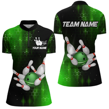 Load image into Gallery viewer, Personalized Green Bowling Shirts Men Women Bowling Team Jersey Bowling 1/4 Zip Shirt BDT488