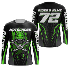 Load image into Gallery viewer, Skull MX Jersey Green Personalized UPF30+ Kid Women Men Dirt Bike Shirt Off-Road Jersey MX Racing PDT667