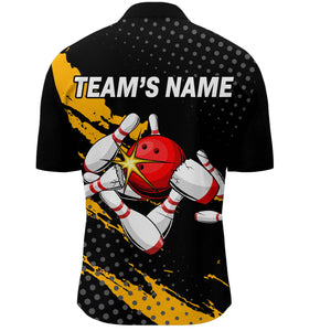 Custom Bowling Shirts For Men Black Bowling Team Jersey Funny Bowling Quarter-Zip Shirts BDT230