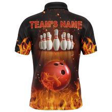 Load image into Gallery viewer, Personalized Men&#39;s Bowling Team Shirt Flame Bowling Jersey Custom Funny Bowling Polo Shirt BDT330