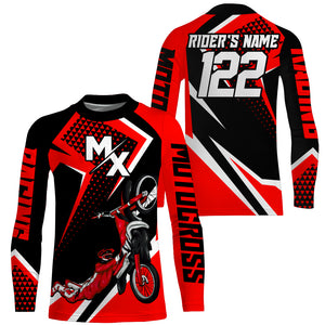 Personalized MX Jersey Kid Men Women UPF30+ Dirt Bike Shirt Freestyle Red Motocross Off-Road PDT610