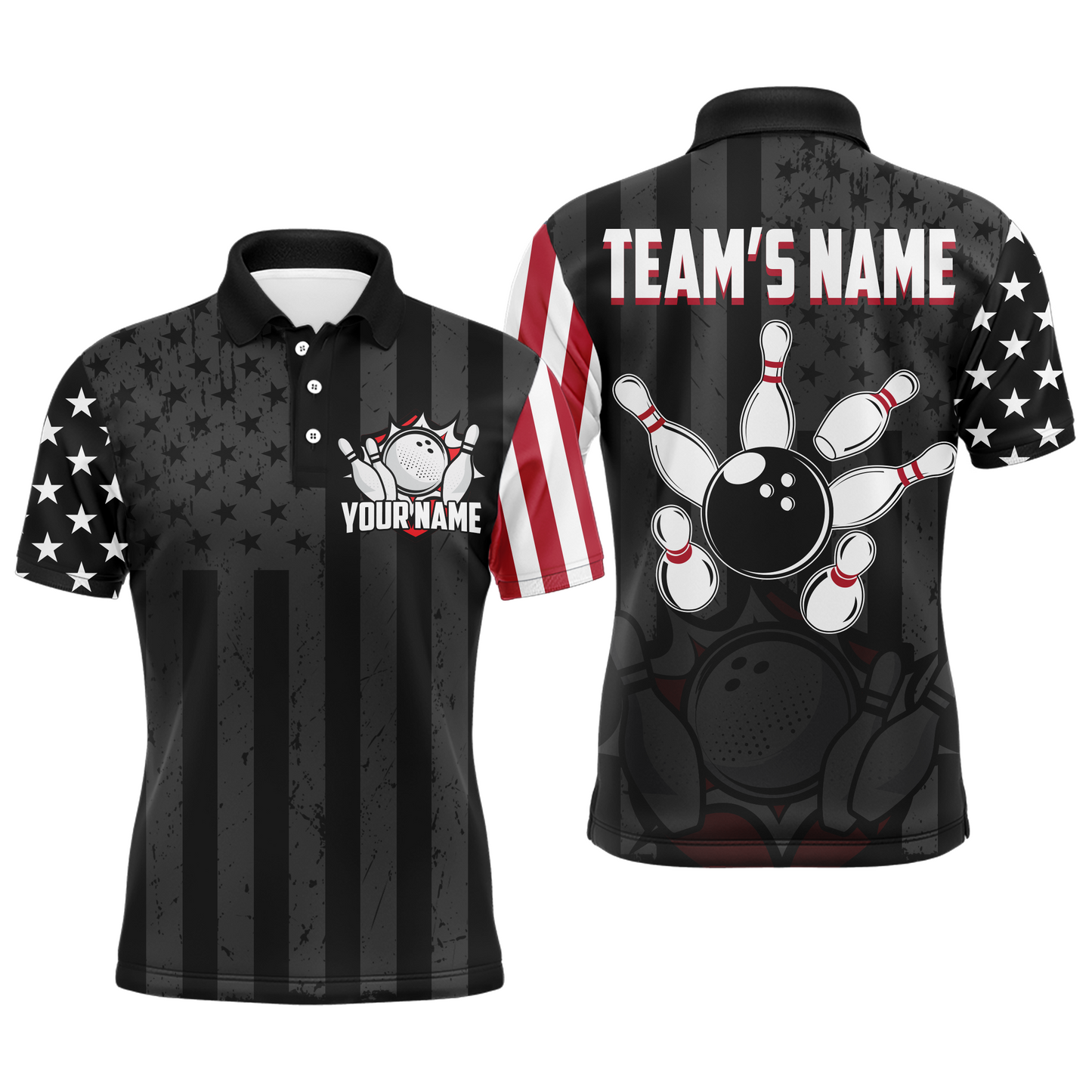Custom American Bowling Shirt For Men Black Bowling Jersey Team League Bowling Polo Shirt BDT334