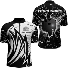 Load image into Gallery viewer, Custom Black&amp;White Bowling Jersey Team League Bowling Shirts Men And Women Quarter-Zip BDT522
