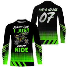 Load image into Gallery viewer, Kid Custom Motocross Jersey Forget Toys I Just Wanna Ride Dirt Bike UPF30+ Youth Racing Motorcycle NMS955