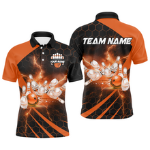 Load image into Gallery viewer, Custom Bowling Jersey For Couples Orange Bowling Polo Shirts For Men And Women BDT491