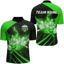 Load image into Gallery viewer, Custom Bowling Jersey For Couples Green Bowling 1/4 Zip Shirts For Men And Women BDT491