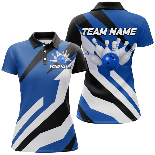 Blue Bowling Polo Shirts Unisex Custom Bowling Jersey for Men & Women Bowling Team League BDT553