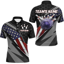 Load image into Gallery viewer, American Flag Bowling Shirt Men Patriotic Bowling Jersey Team Custom Bowling Polo Shirt BDT381