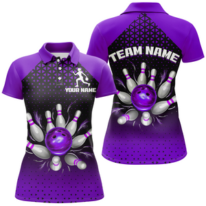 Custom Bowling Polo Shirts for Men And Women Purple Bowling Team Jerseys Unisex BDT476