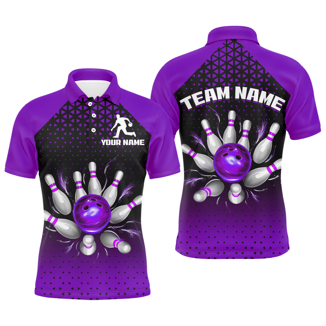 Custom Bowling Polo Shirts for Men And Women Purple Bowling Team Jerseys Unisex BDT476