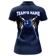 Load image into Gallery viewer, Custom Bowling Polo Shirt For Women Navy Bowling Team Jersey Couple Bowling Shirt BDT342
