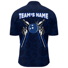 Load image into Gallery viewer, Custom Bowling Quarter-Zip Shirt For Men Navy Bowling Team Jersey Couple Bowling Shirt BDT342