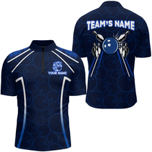 Load image into Gallery viewer, Custom Bowling Quarter-Zip Shirt For Men Navy Bowling Team Jersey Couple Bowling Shirt BDT342