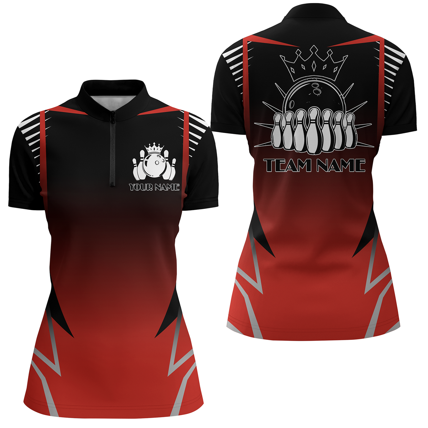 Custom Bowling Quarter-Zip Shirt For Women Bowling Team Jersey Personalized Bowling Shirts BDT345