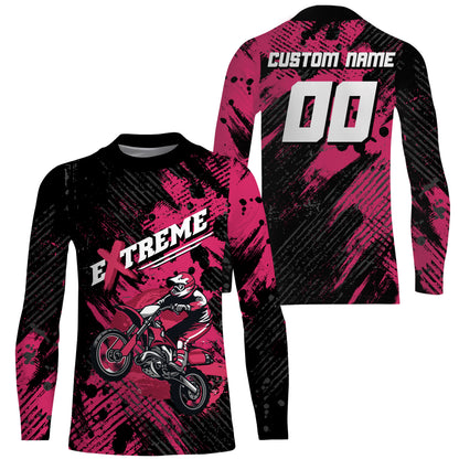 Custom Dirt Bike Jersey Kid Men Women Upf30+ Pink Motocross Racing Shirt Motorcycle PDT675