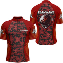 Load image into Gallery viewer, Camo Bowling Jersey For Men Bowling Team Shirt Custom Bowling Quarter-Zip Shirt BDT327