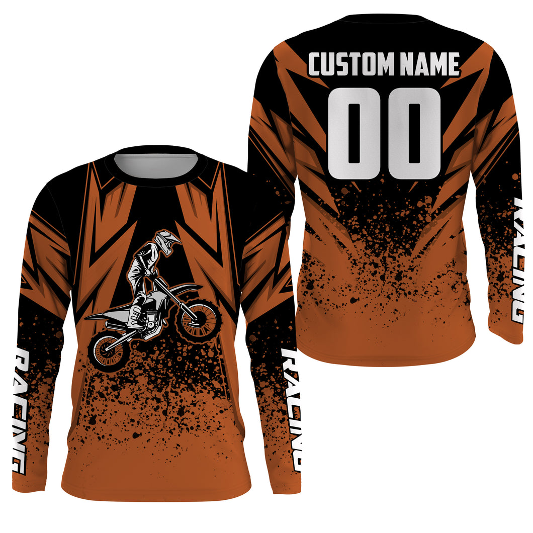 Kid Men Women Motocross Jersey Personalized UPF30+ Orange Dirt Bike Shirt Off-Road Motorcycle PDT634