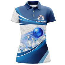 Load image into Gallery viewer, Custom Bowling Shirt For Women Navy Bowling Team Jersey Custom 3D Bowling Polo Shirts BDT300