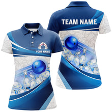 Load image into Gallery viewer, Custom Bowling Shirt For Women Navy Bowling Team Jersey Custom 3D Bowling Polo Shirts BDT300