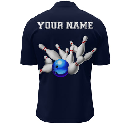Blue Bowling Jersey For Men Custom Bowling Shirt 3D Bowling Quarter-Zip Shirt For Team BDT250