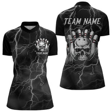 Load image into Gallery viewer, Skull Bowling League Shirt Women Bowling Jersey Team Lightning Thunder Bowling Quarter-Zip Shirt BDT335