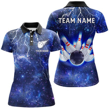 Load image into Gallery viewer, Custom Navy Bowling Polo Shirt For Women Lightning Thunder Bowling Jersey Team League BDT331