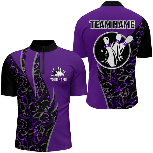 Personalized Bowling Shirts Men Bowling Team Jersey Custom Bowling Quarter-Zip Shirt BDT390